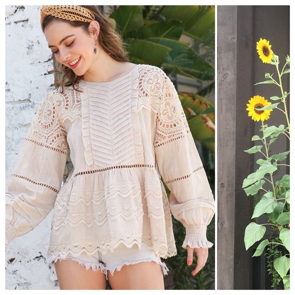 POL Feeling Romantic Woven Peplum Top - Picture 5 of 14